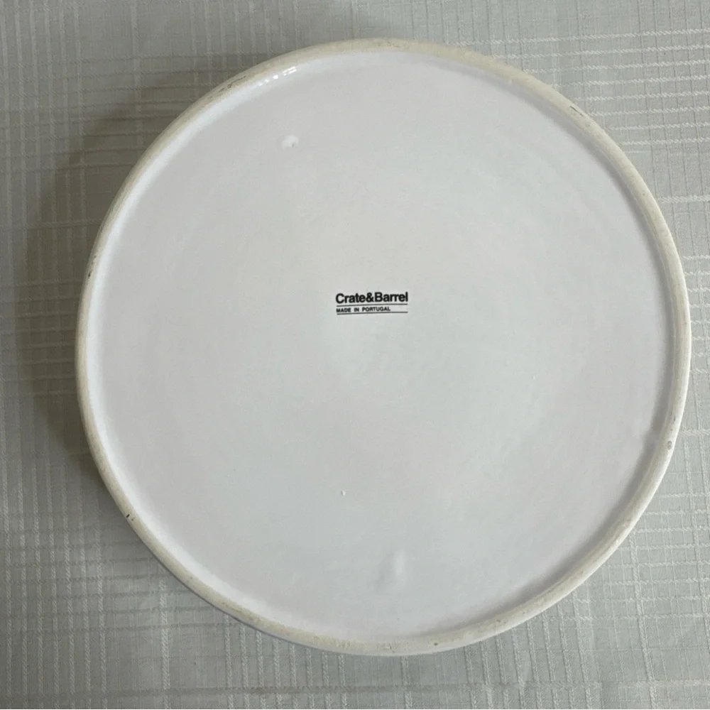 Crate and Barrel Tiago Ceramic Covered Dish Tortilla Server with Blue Lid EUC